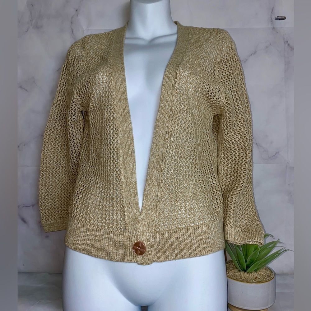 Christopher & Banks Open Knit Crochet Cardigan small